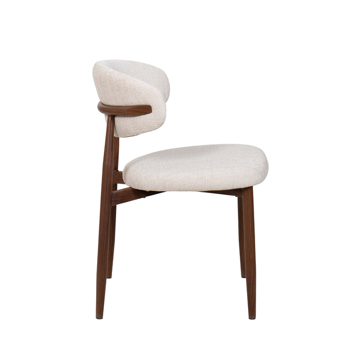 ROYCE SIDE CHAIR W/ WALNUT METAL FRAME -BEIGE (2 PER CARTON)