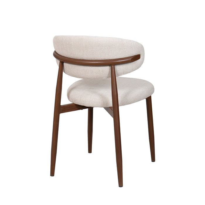 ROYCE SIDE CHAIR W/ WALNUT METAL FRAME -BEIGE (2 PER CARTON)