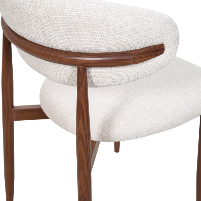 ROYCE SIDE CHAIR W/ WALNUT METAL FRAME -BEIGE (2 PER CARTON)
