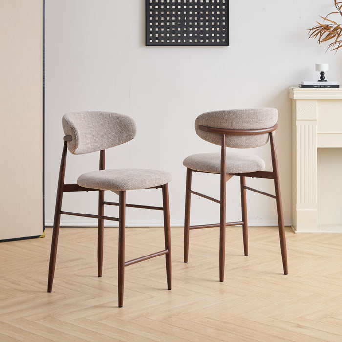 ROYCE COUNTER CHAIR W/WALNUT METAL FRAME-TOAST (2 PER CARTON)