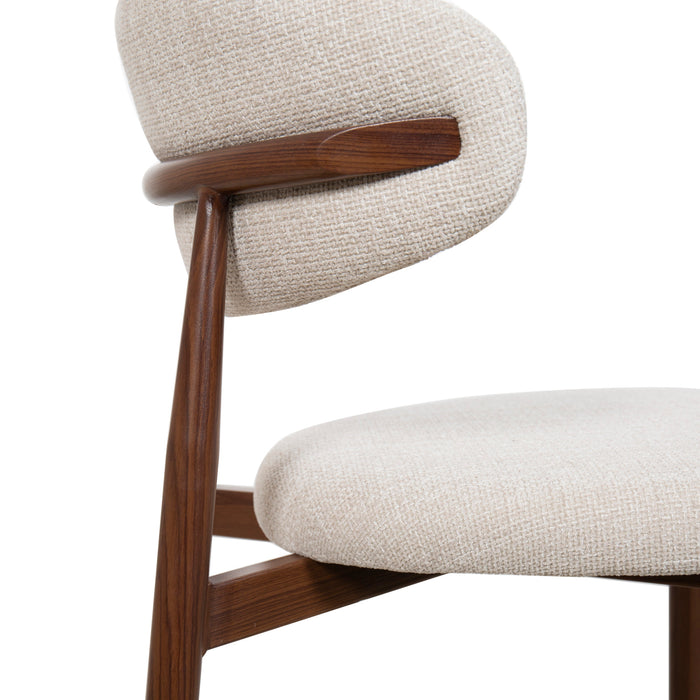 ROYCE SIDE CHAIR W/ WALNUT METAL FRAME -BEIGE (2 PER CARTON)