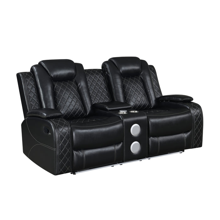 ORION II CONSOLE LOVESEAT W/ DUAL RECLINERS-BLACK