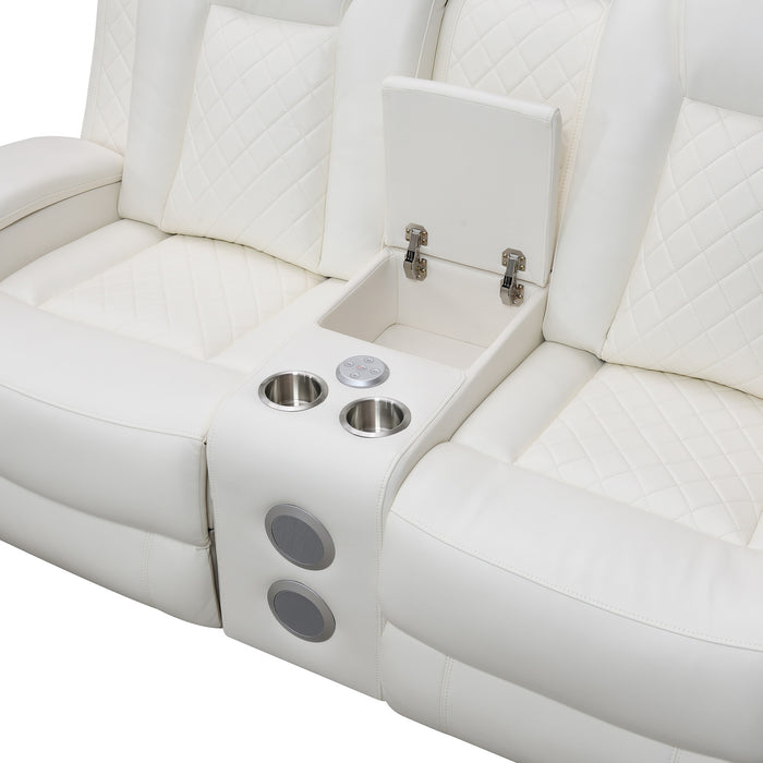 ORION II CONSOLE LOVESEAT W/ PWR FR & HR-WHITE