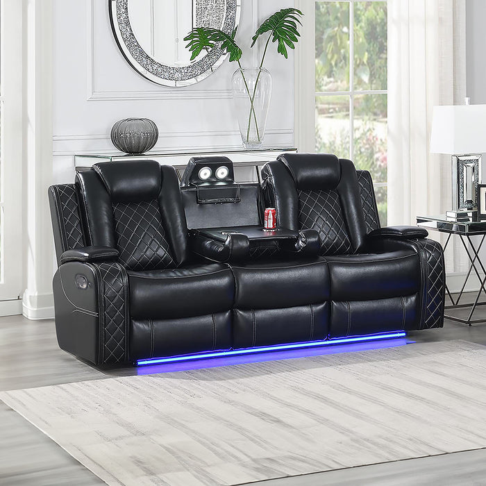ORION II SOFA W/DUAL RECLINER-BLACK