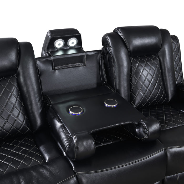 ORION II SOFA W/DUAL RECLINER-BLACK
