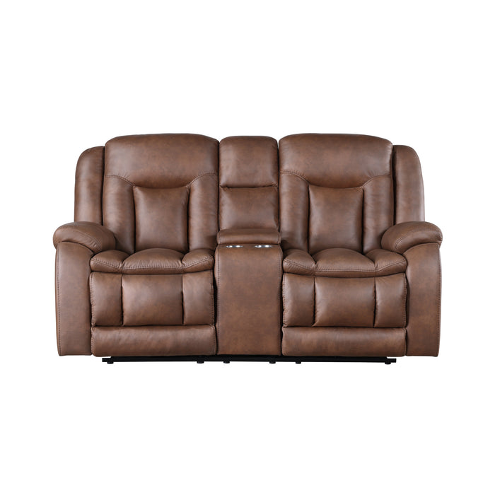 MORELLO  CONSOLE LOVESEAT W/PWR FR-BROWN
