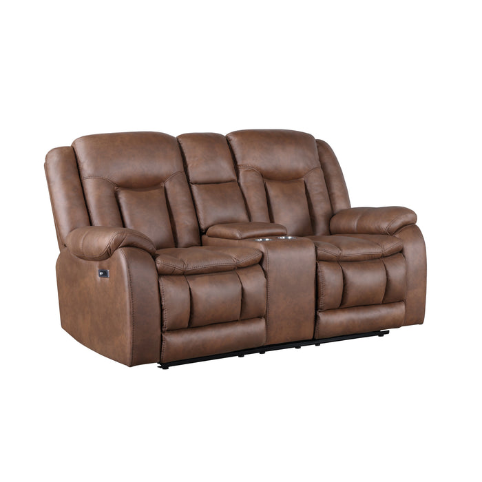 MORELLO  CONSOLE LOVESEAT W/PWR FR-BROWN