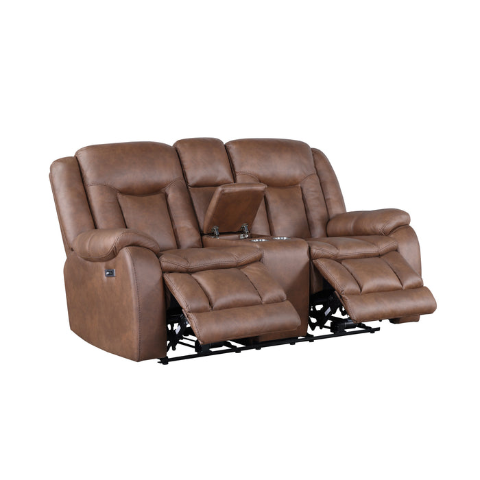 MORELLO  CONSOLE LOVESEAT W/PWR FR-BROWN
