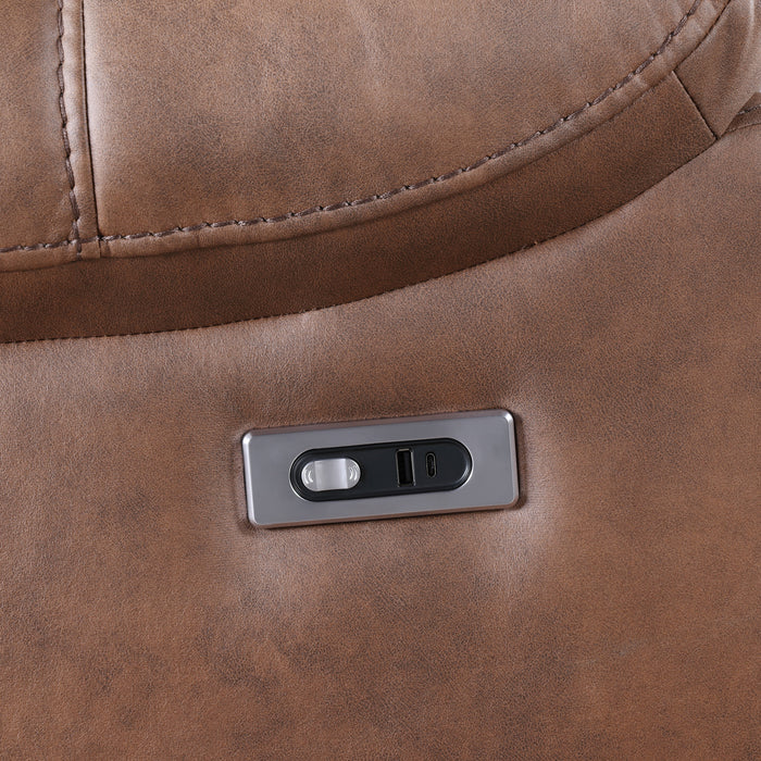 MORELLO  CONSOLE LOVESEAT W/PWR FR-BROWN