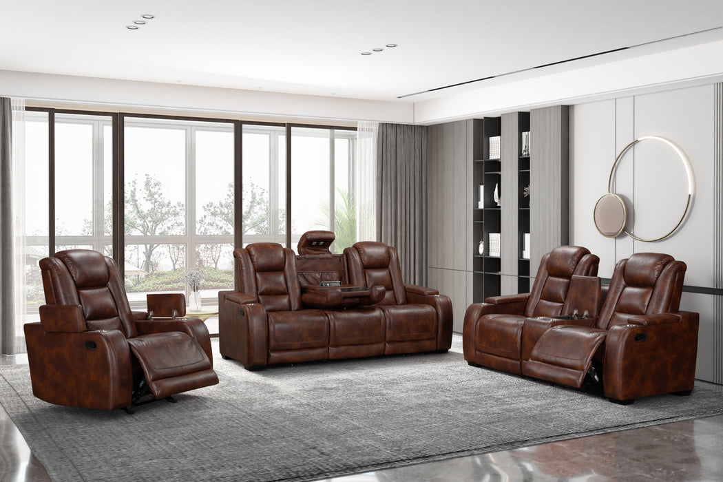 CHESTER RECLINING SOFA W/PWR HR & FR-BROWN