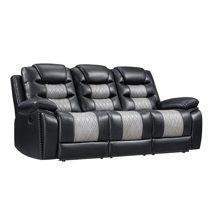 NIKKO  SOFA W/DUAL RECLINER-BLACK/GRAY