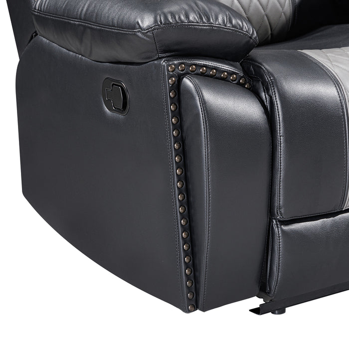 NIKKO  SOFA W/DUAL RECLINER-BLACK/GRAY
