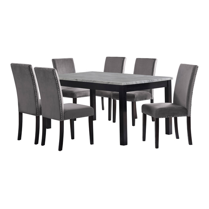 CELESTE - 64"  DINING TABLE W/ 6 GRAY CHAIRS