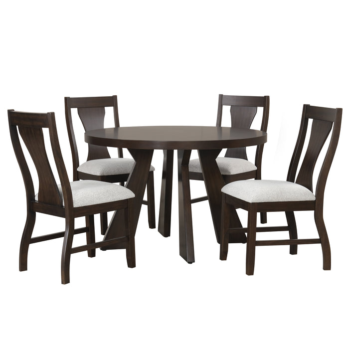 CHESTNUT RIDGE - 47" ROUND TABLE + 4 CHAIRS