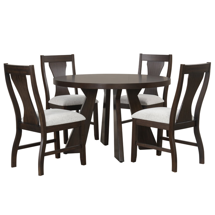 CHESTNUT RIDGE - 47" ROUND TABLE + 4 CHAIRS