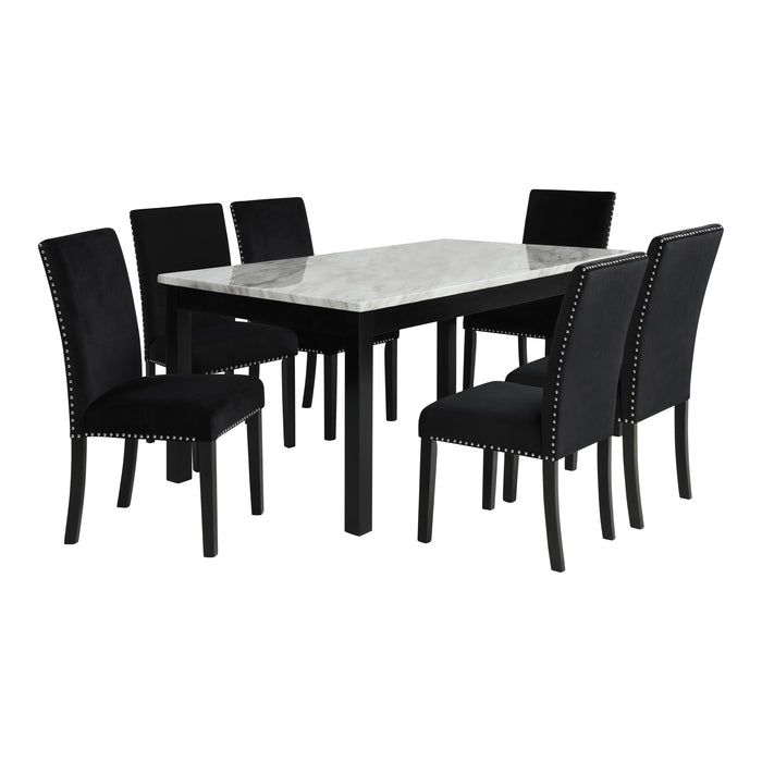 CELESTE - 64"  DINING TABLE W/ 6 BLACK CHAIRS