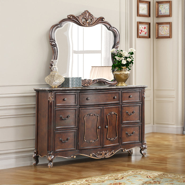 CONSTANTINE DRESSER/SERVER MIRROR-CHERRY