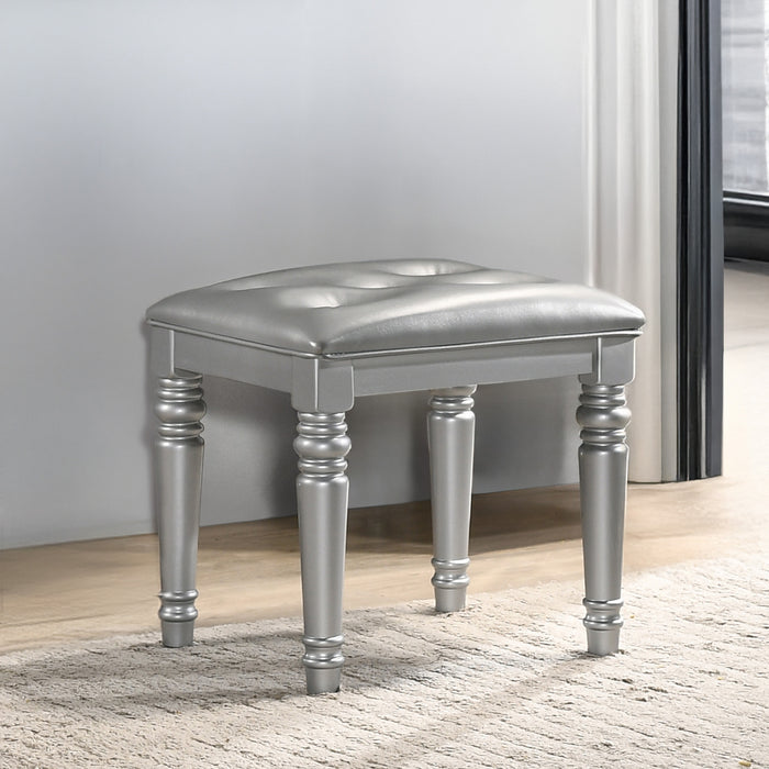 VALENTINO VANITY TABLE STOOL-SILVER