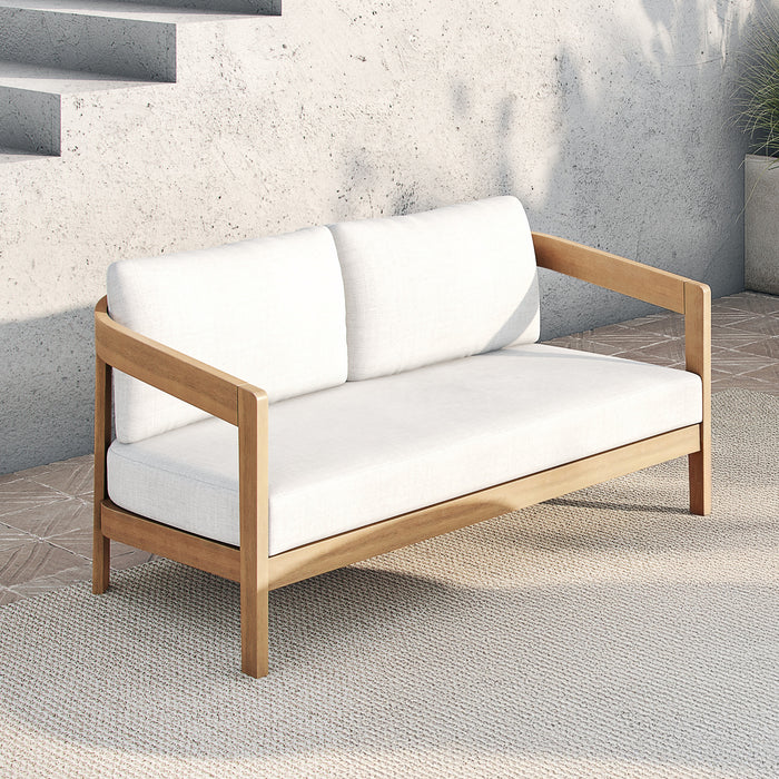 WESLEY PATIO LOVESEAT W/ WHITE CUSHIONS