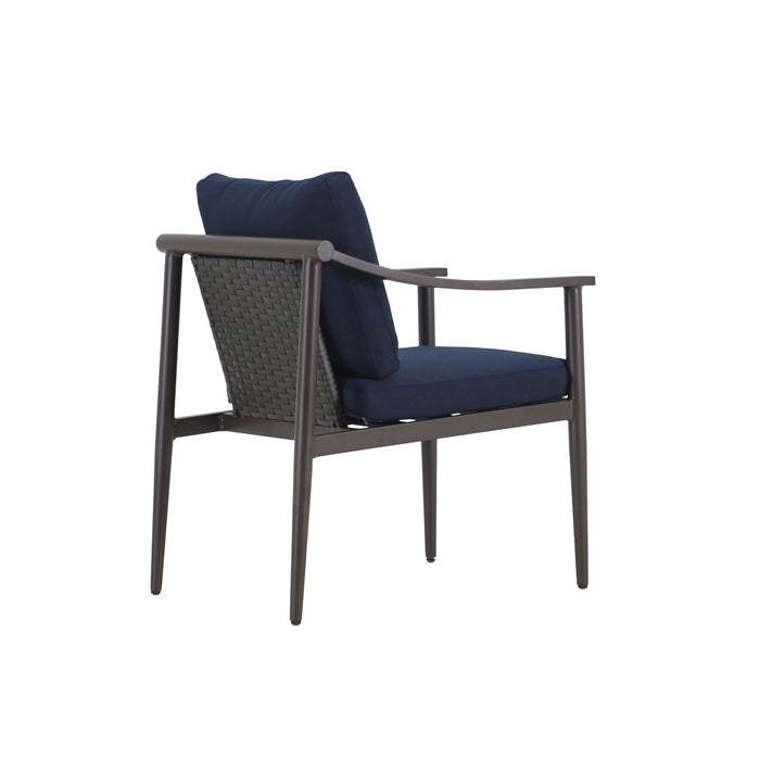 MOANA PATIO SIDE CHAIR, BLUE CUSHIONS (2 PER CARTON)