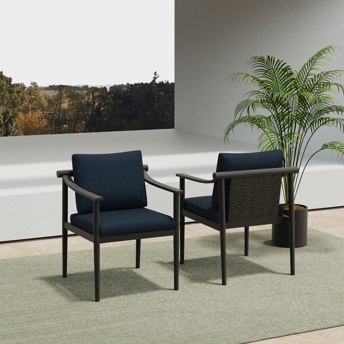 MOANA PATIO SIDE CHAIR, BLUE CUSHIONS (2 PER CARTON)