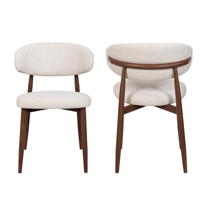 ROYCE SIDE CHAIR W/ WALNUT METAL FRAME -BEIGE (2 PER CARTON)