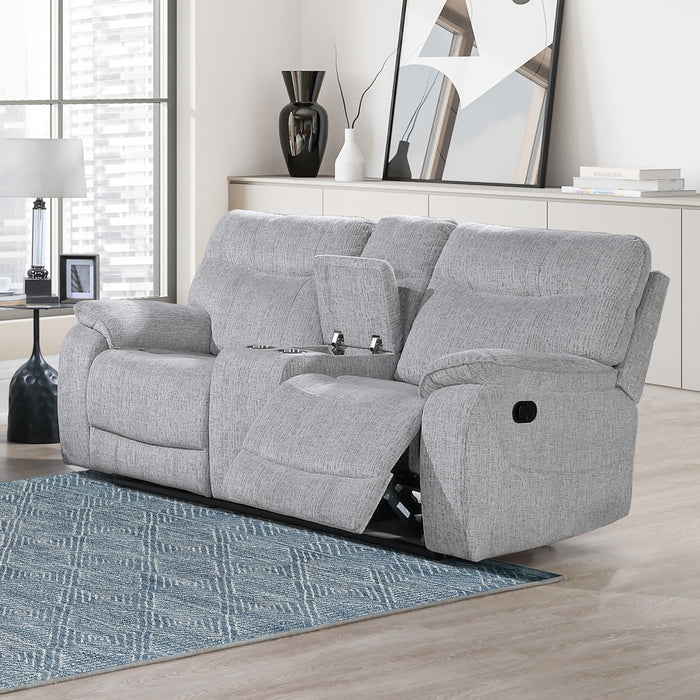 CHABLIS RECLINING CONSOLE LOVESEAT-MIST GRAY