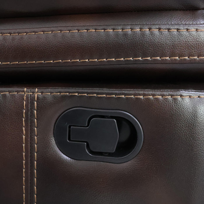 KELLEN CONSOLE LOVESEAT W/ DUAL RECLINERS-BROWN