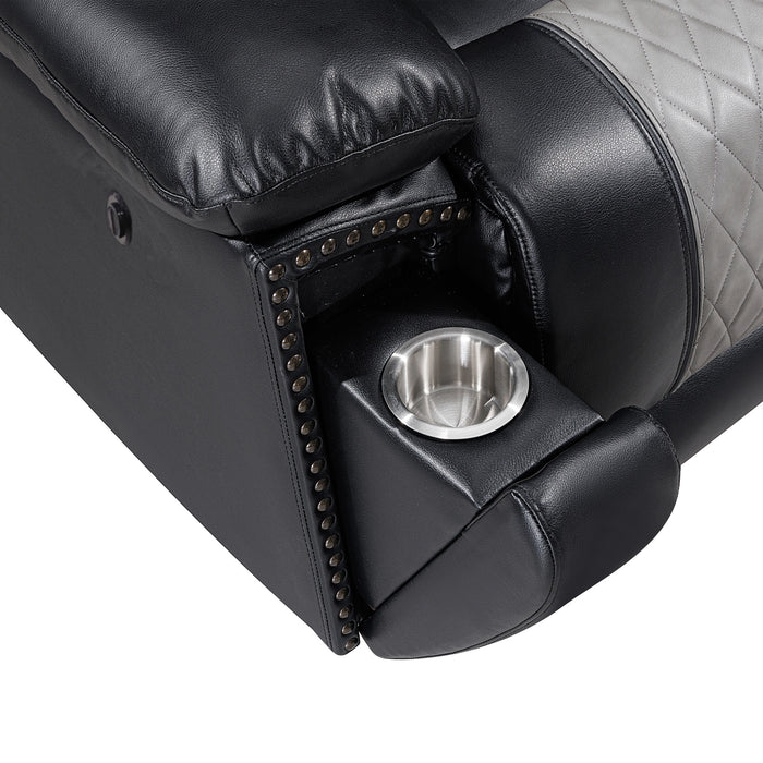 NIKKO CONSOLE LOVESEAT W/PWR FR-BLACK/GRAY