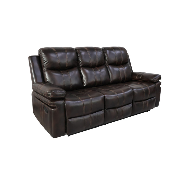 KELLEN  SOFA W/DUAL RECLINER & DROP DOWN  TRAY-BROWN