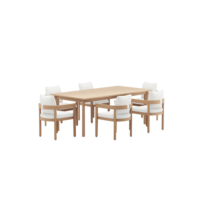 WESLEY PATIO 7PCS DINING SET -  TABLE W/6 WHITE CHAIRS