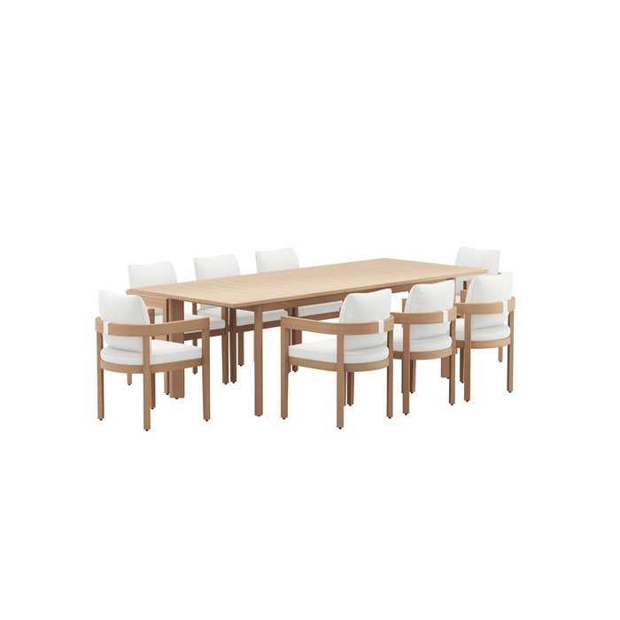 WESLEY PATIO 9PCS DINING SET -  TABLE W/8 WHITE CHAIRS