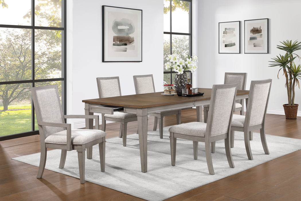 MARIANA RECTANGLE TABLE W/ 4 CHAIRS & 2 ARMS CHAIRS - CREME