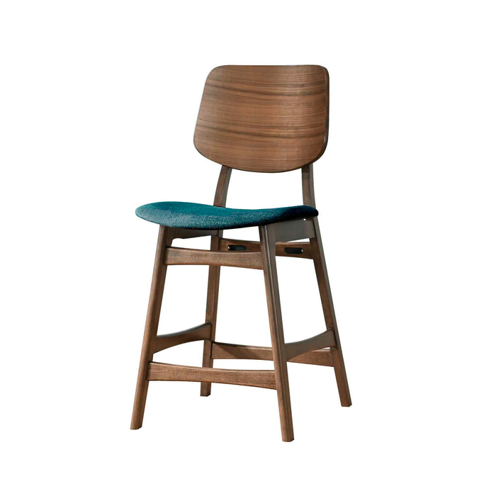 OSCAR COUNTER CHAIR WITH TEAL CUSHION-WALNUT