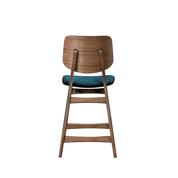 OSCAR COUNTER CHAIR WITH TEAL CUSHION-WALNUT