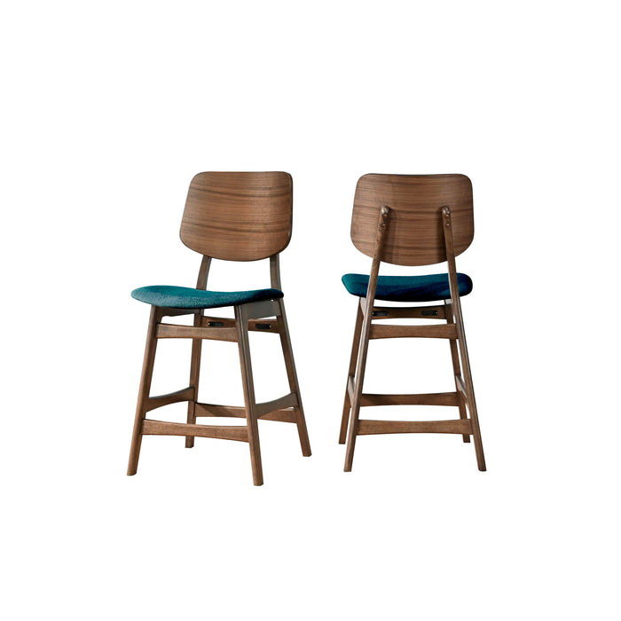 OSCAR COUNTER CHAIR WITH TEAL CUSHION-WALNUT