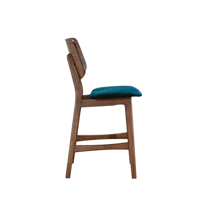 OSCAR COUNTER CHAIR WITH TEAL CUSHION-WALNUT