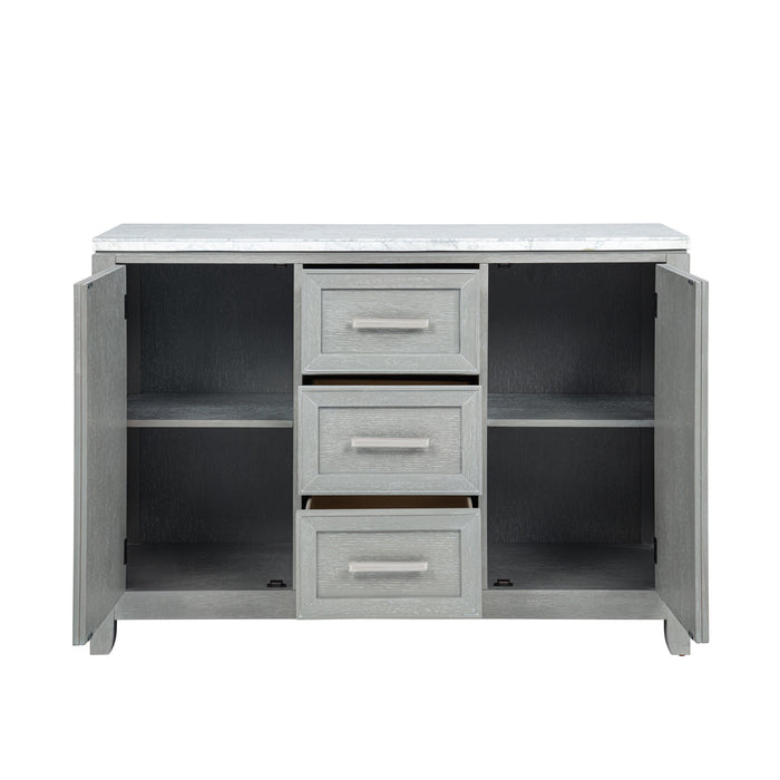 FIONA MARBLE TOP DINING BUFFET/SERVER-MIST GRAY