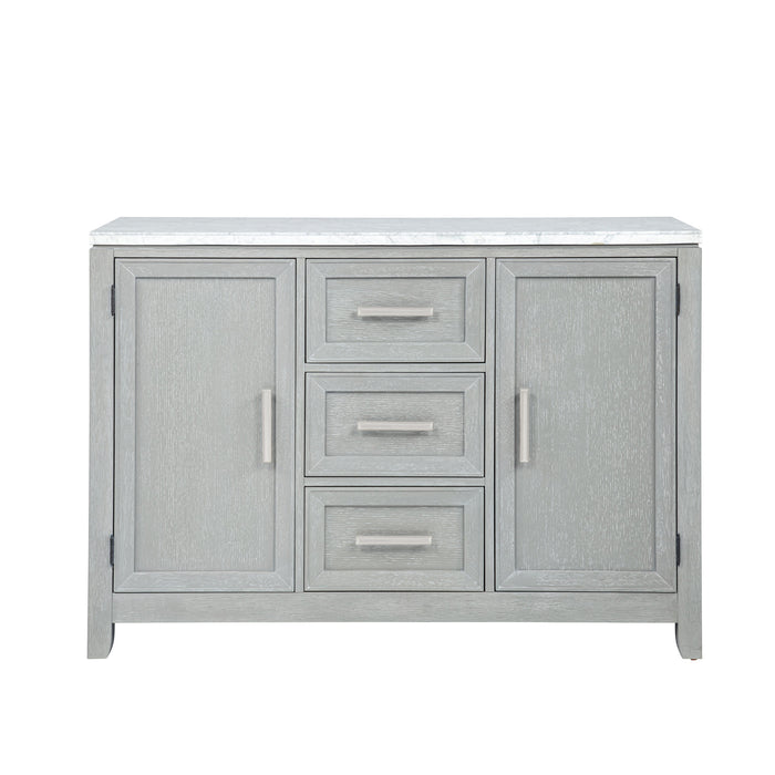 FIONA MARBLE TOP DINING BUFFET/SERVER-MIST GRAY