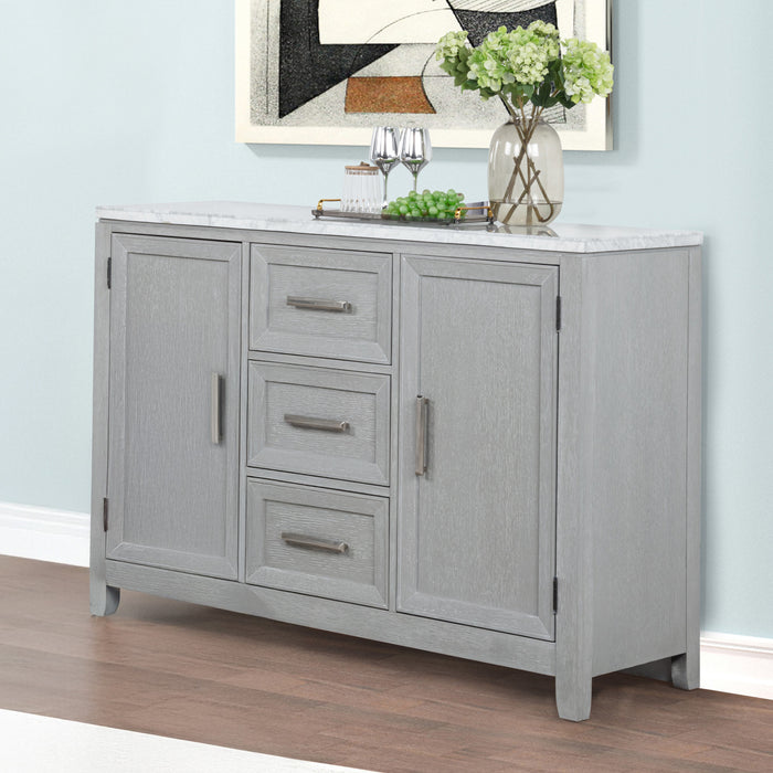 FIONA MARBLE TOP DINING BUFFET/SERVER-MIST GRAY