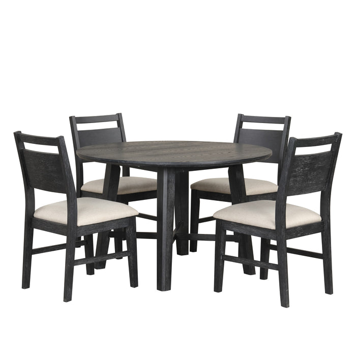 SABLE CREST 5 PIECE ROUND DINING TABLE & 4 CHAIRS-BLACK