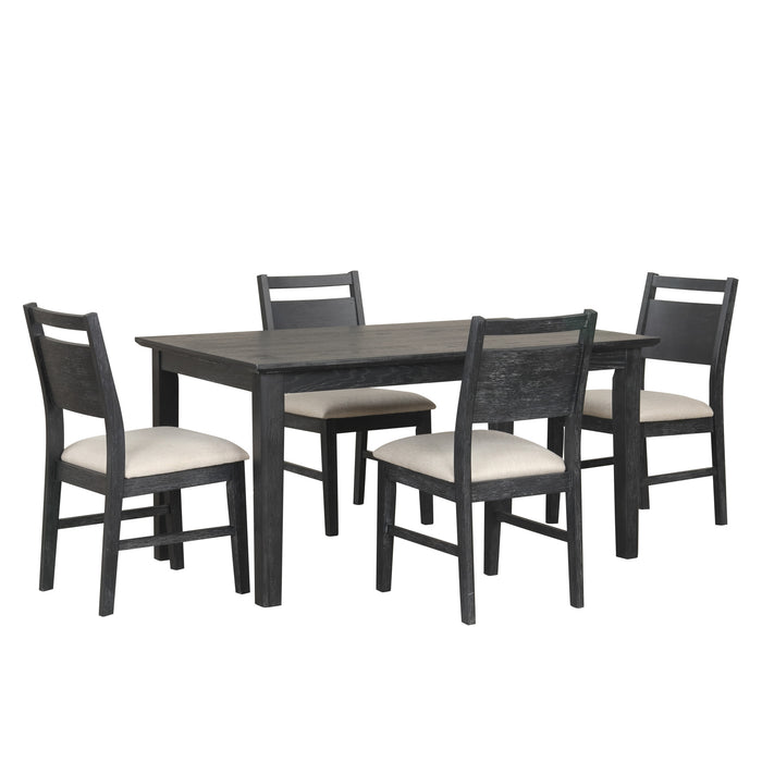 SABLE CREST 5 PIECE RECTANGLE DINING TABLE & 4 CHAIRS-BLACK