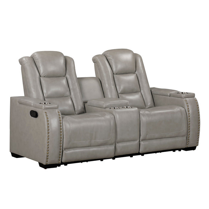 BRECKENRIDGE II CONSOLE LOVESEAT W/ DUAL RECLINERS-LT GRAY
