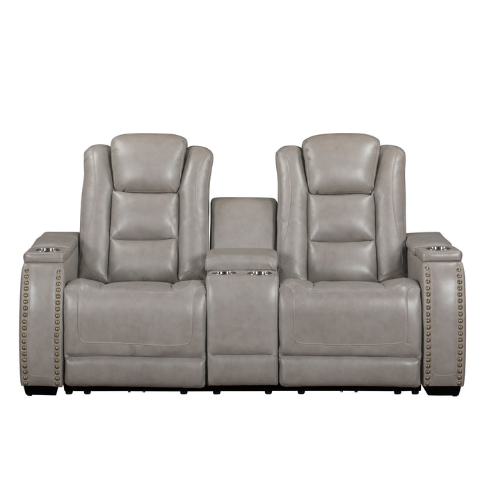 BRECKENRIDGE II CONSOLE LOVESEAT W/ DUAL RECLINERS-LT GRAY
