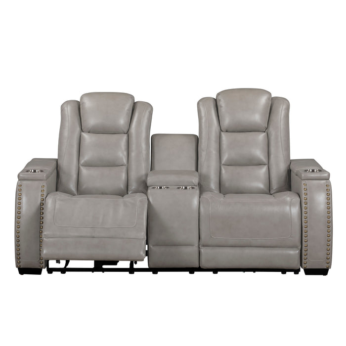 BRECKENRIDGE II CONSOLE LOVESEAT W/ DUAL RECLINERS-LT GRAY