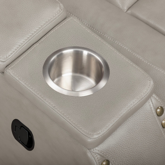 BRECKENRIDGE II CONSOLE LOVESEAT W/ DUAL RECLINERS-LT GRAY