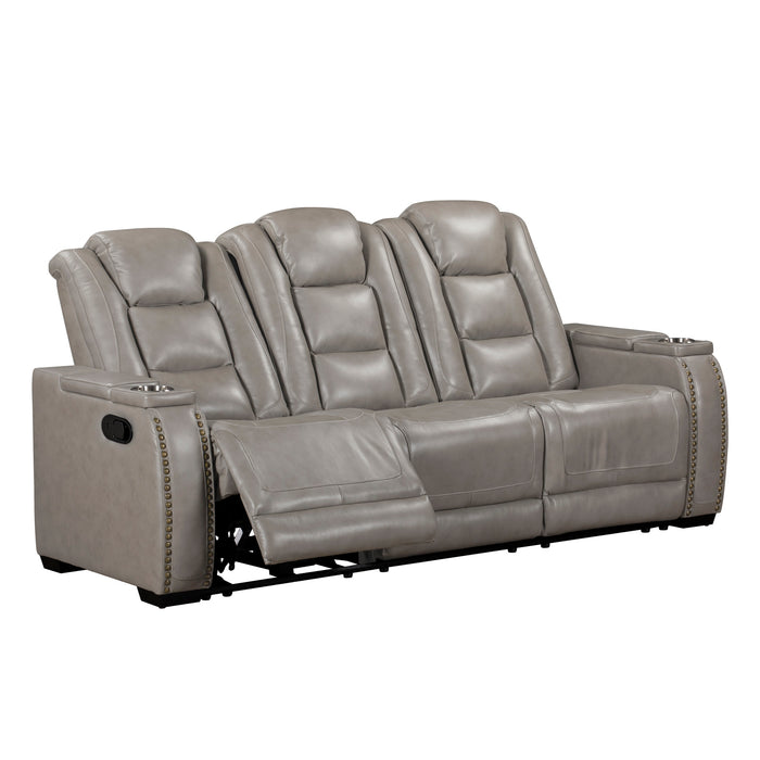 BRECKENRIDGE II SOFA W/DUAL RECLINER-LT GRAY