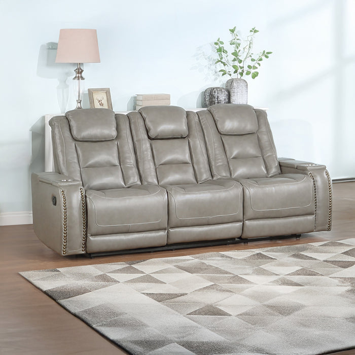 BRECKENRIDGE II SOFA W/DUAL RECLINER-LT GRAY