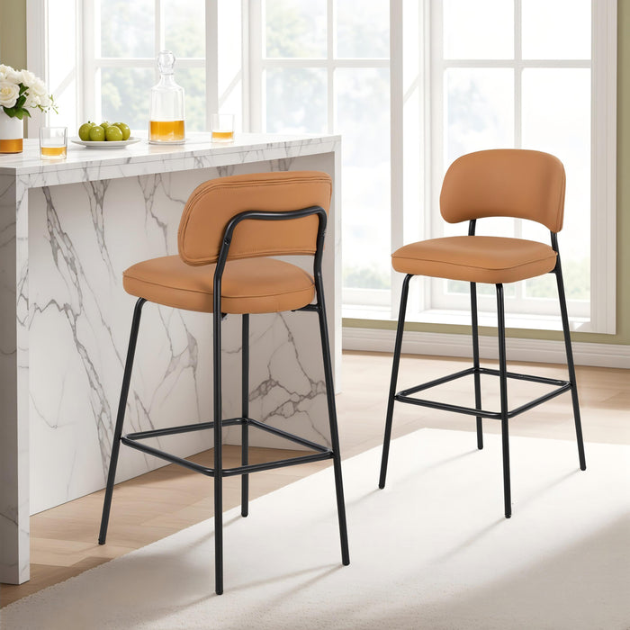 BLYTHE ORANGE VEGAN LEATHER BAR CHAIR (2 PER CARTON)