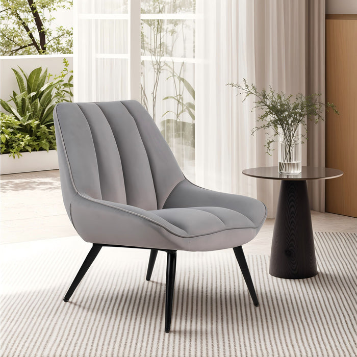 ASTRID GRAY VELVET ACCENT CHAIR (1 PER CARTON)